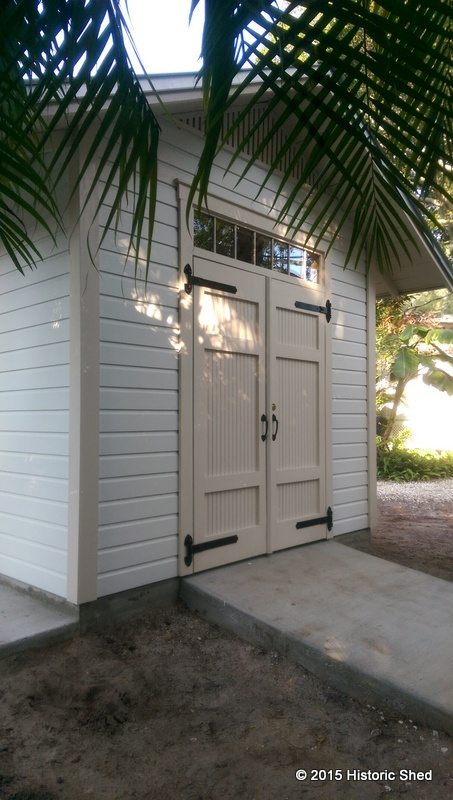 The shed also features a transom over the double shed doors