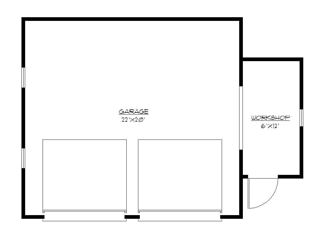 Two Car Garage with Attached Workshop Construction Plans